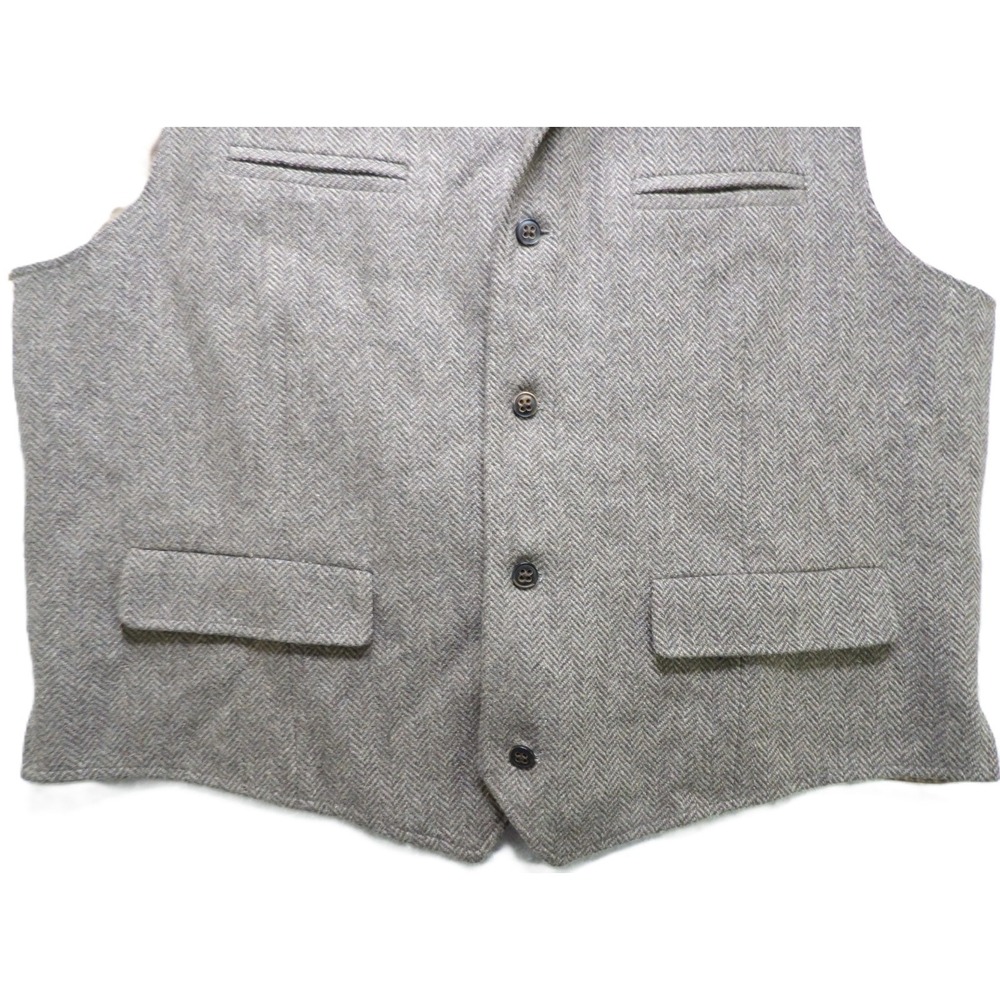 Trevero Wool Blend Herringbone Tweed Vest Men XL Brown Button Sport Coat Formal - Picture 10 of 16